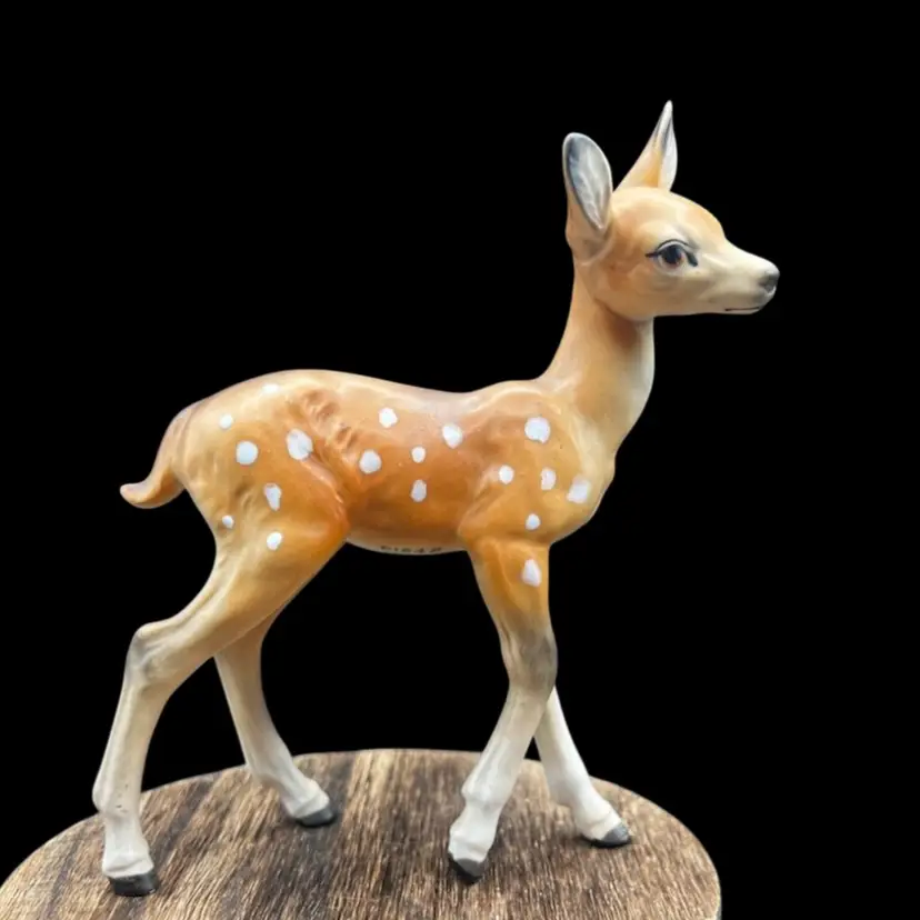#235B Vintage Fine Bisque Porcelain Hand Painted Standing Deer/Fawn Figurine. 5” Tall
Stamped E1848
