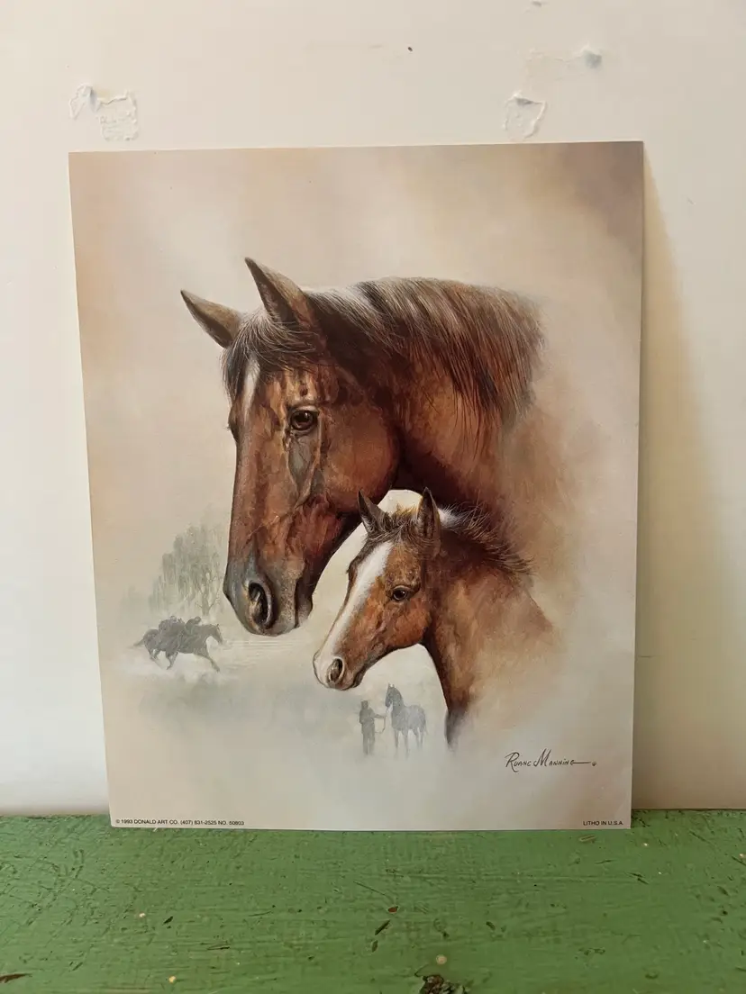 1993 Arabian Horse & Foal Ruane Manning Lithograph Western Art Print Donald Art Company.