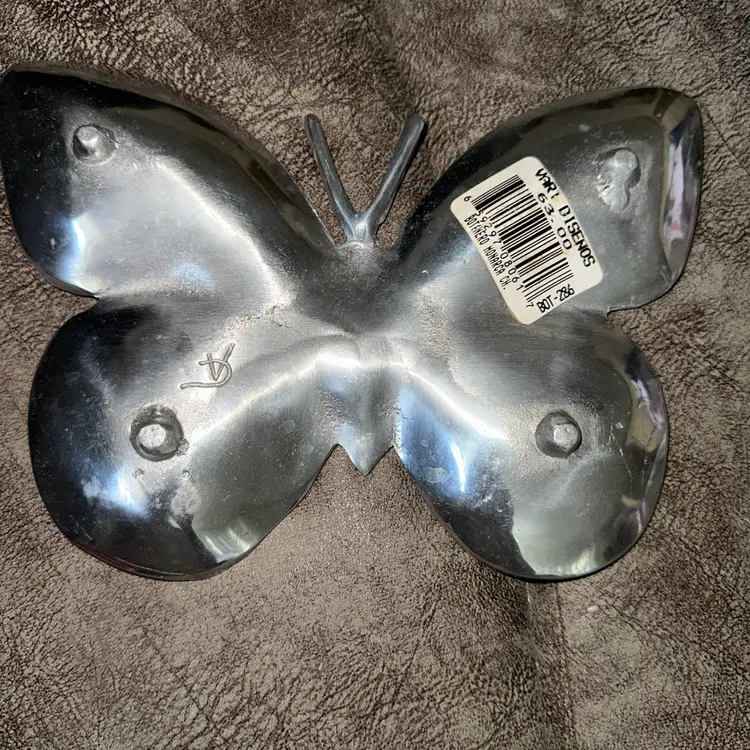 Vintage Pewter Footed Butterfly Trinket Candy Dish