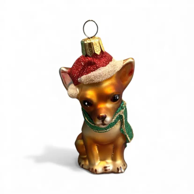 Handblown Glass Chihuahua Christmas Ornament