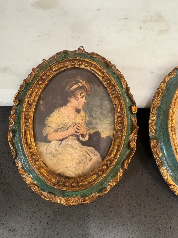Vintage Handcrafted Miniature Frames Victorian Style Boy And Girl Set Of 2