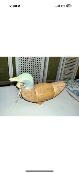 Vintage Decoy Duck/decor; made of wood and reed; cottage core/granny core