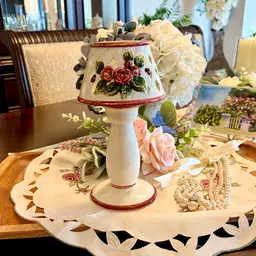 Kimberly Designs Vintage Tea Light Holder Fairy Lamp with Flower Basket-Weave Design