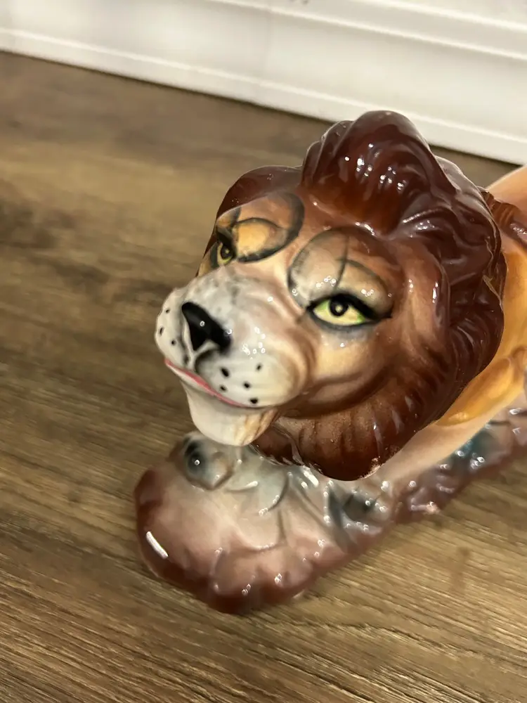 MCM Vintage Mid Century JAPAN Ceramic Lion 12.5” Animal Figurine