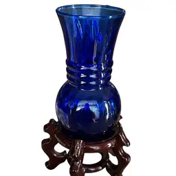 INDIANA GLASS "ILLUSIONS" Cobalt Blue Glass VASE 6 1/2" HIGH