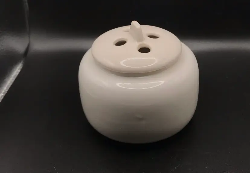 Vintage White Ceramic Planter W Flower Frog (Thick Like Ironstone) 4.5” READ