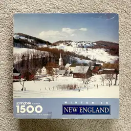 Vintage Springbok Hallmark WINTER IN NEW ENGLAND 1500 Pc Jigsaw Puzzle Complete!