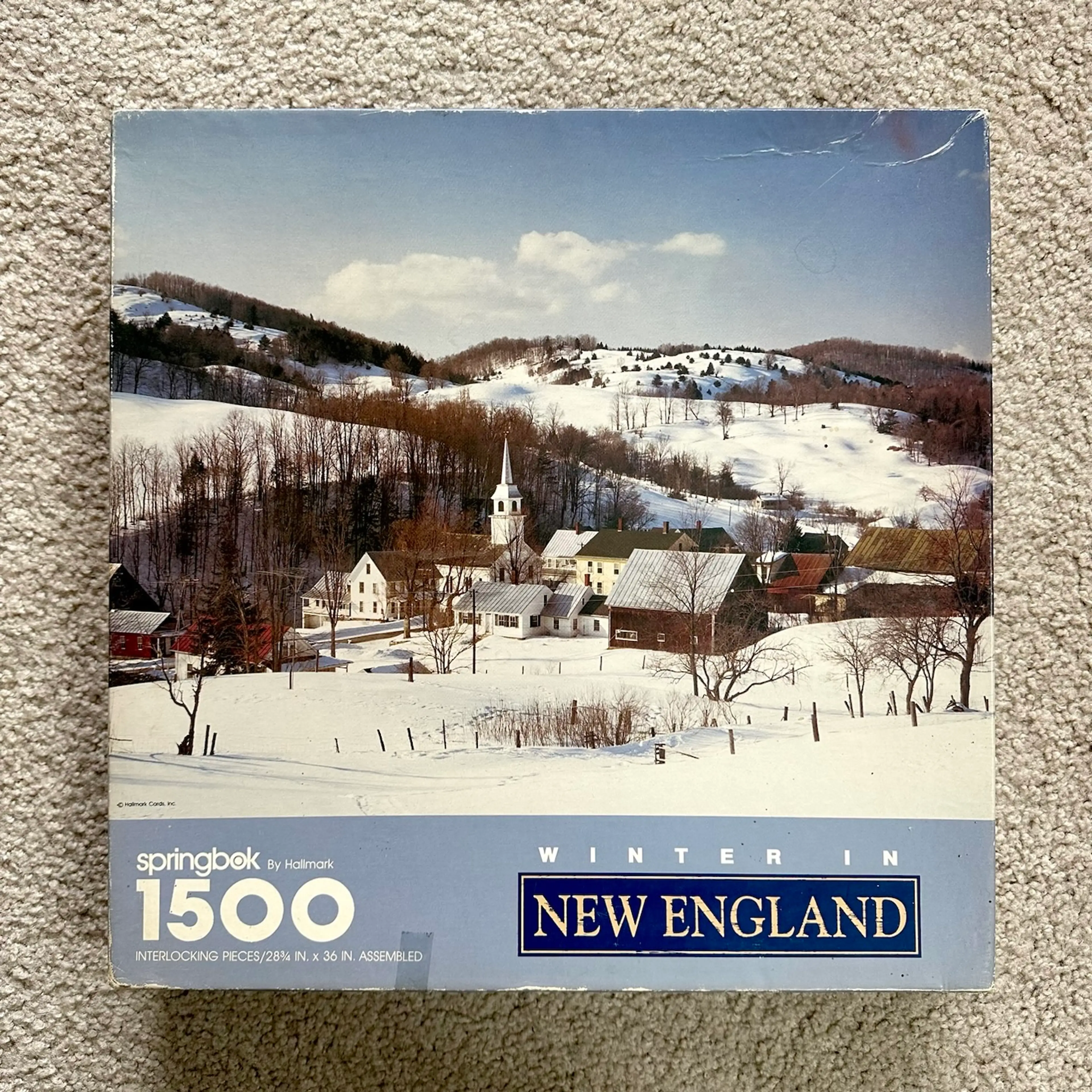 Vintage Springbok Hallmark WINTER IN NEW ENGLAND 1500 Pc Jigsaw Puzzle Complete!