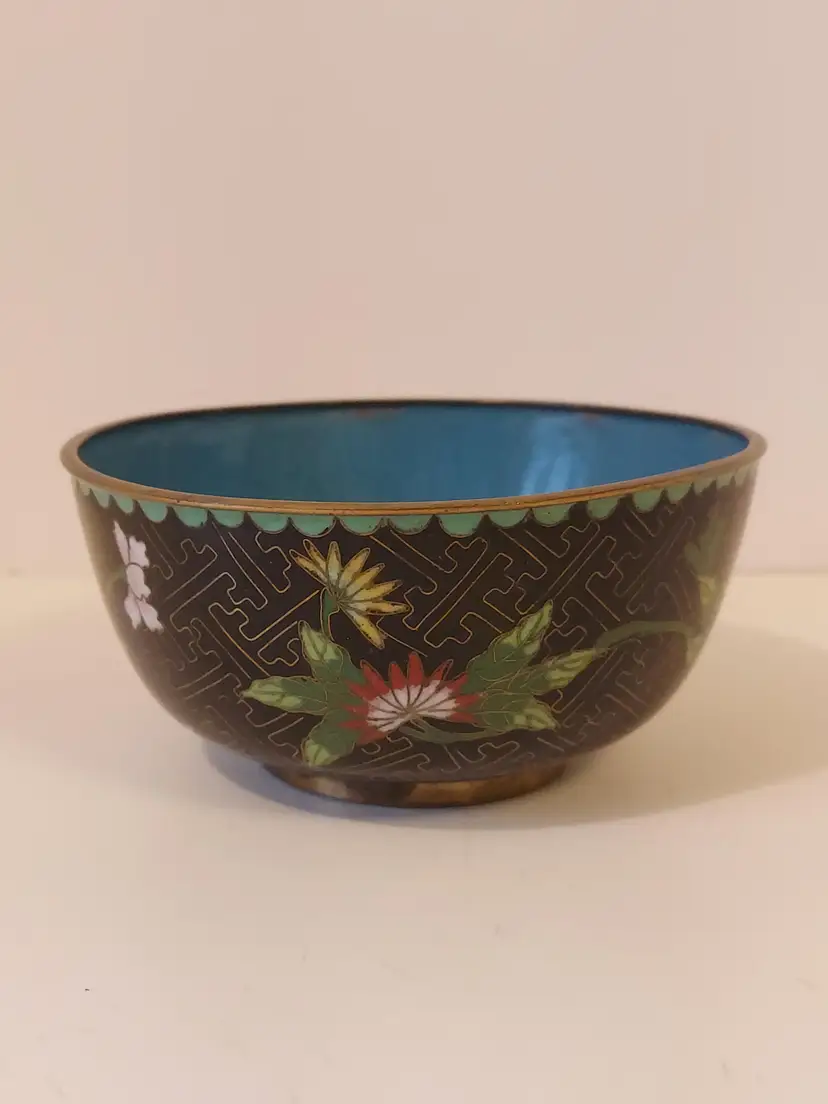 Black Floral Cloisonne Bowl