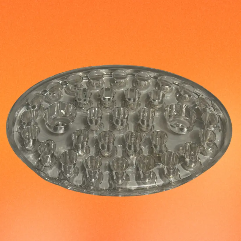 Vintage Clear Glass Flower Frog / Floral Arrangement Holder – Oval Shape