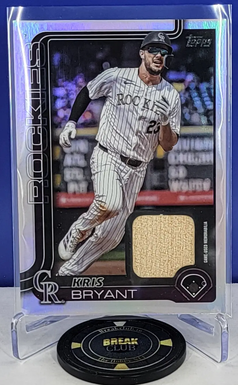 Kris Bryant 2025 Topps Series 2 Rainbow Foil Real One Relic Card #405 Game Used Colorado Rockies