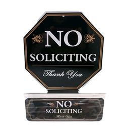 No Soliciting Signs 2 Piece Set Large 10"×10" and Small 8" x 2 1/2" Door Plaque