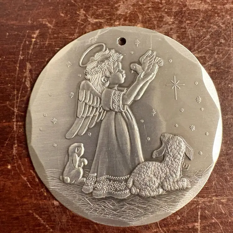 NOS 1996 Aluminum Wendel August Forge Angel With Sheep Ornament