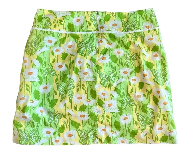 Lilly Pulitzer Vintage Socialite Butterfly Mini Skirt sz 8 Feminine Daisy Floral