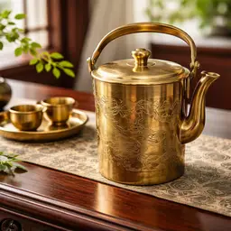 Antique Brass Chinese Watering Pitcher Adorned w/ Dragons, 10.5" Tall