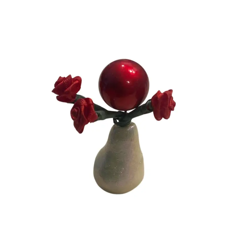 #08 Made By Me Tiny Handmade Pottery Bud Vase 🏺 In A Pearlized Iridescent White Color Approximately 125” Tall By .75” Air Dry Clay