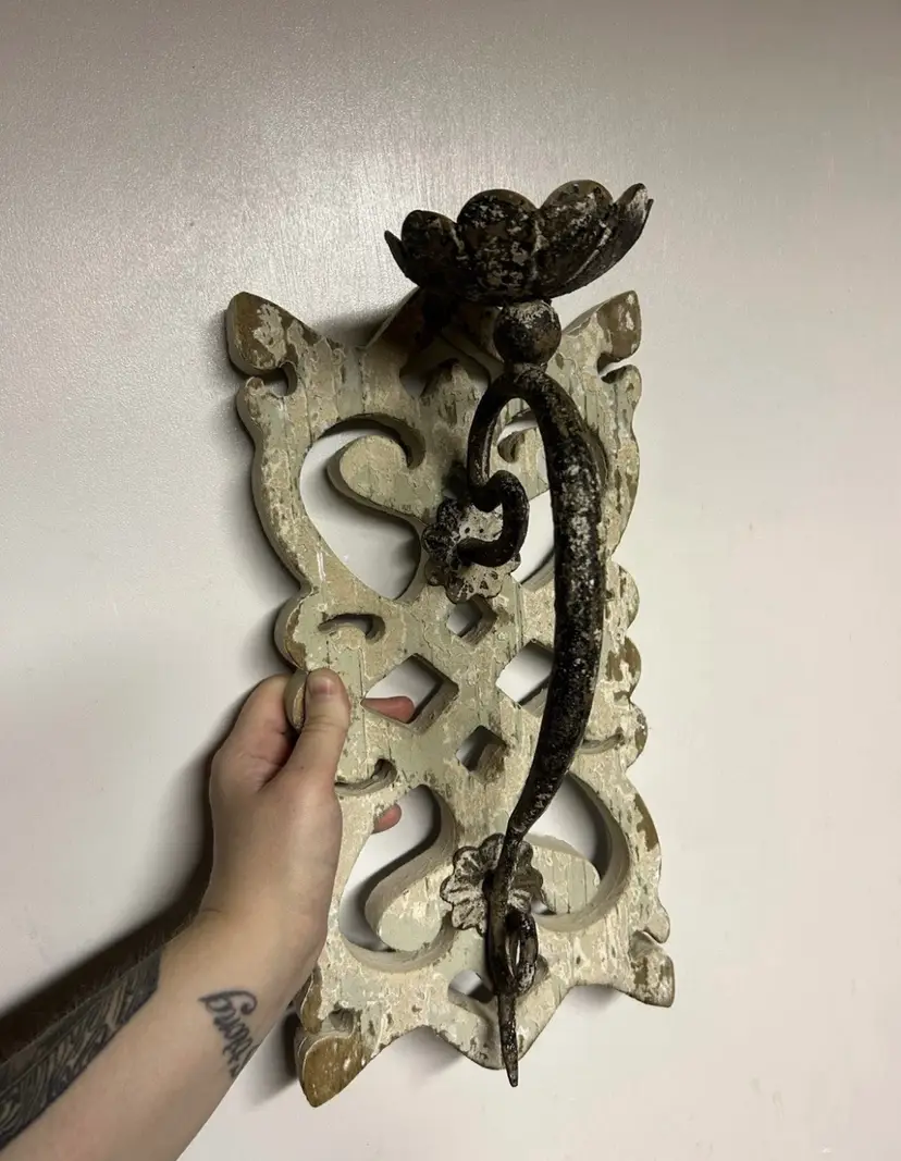 Rustic Wood And Metal Candle Holder Wall Decor