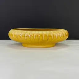 Vintage Jenkins Ceramics Yellow Drip Oval Pottery Planter Bowl