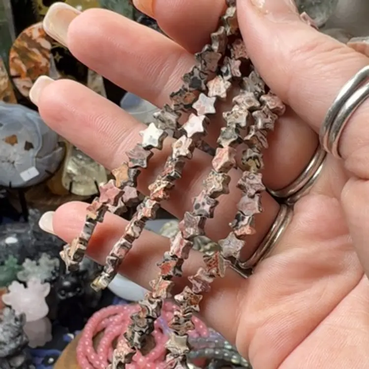 Leopard Skin Jasper Star Bracelet 6.5mm