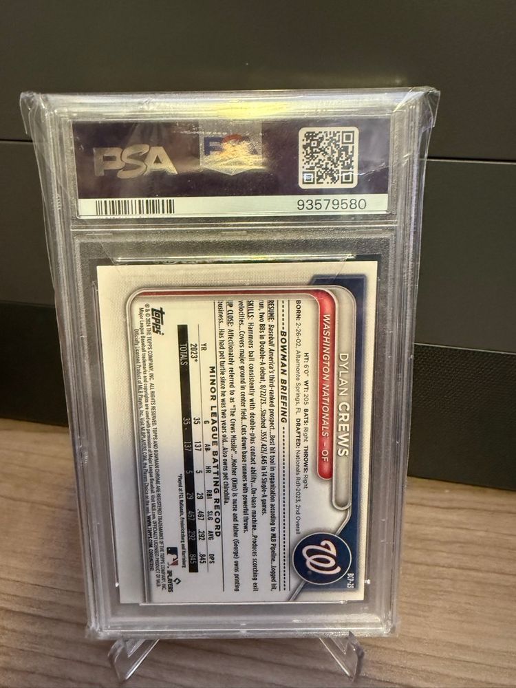 Dylan Crews 2024 Bowman Best Lunar Green PSA 9