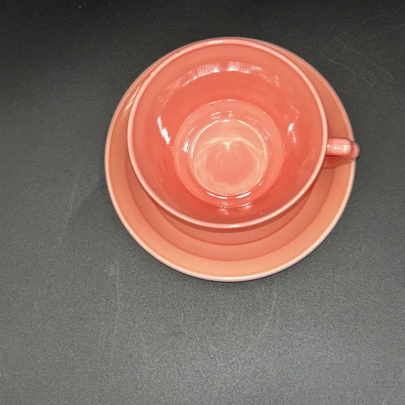 Vintage Hazel-Atlas Moderntone Platonite Pastel Pink Cup And Saucer