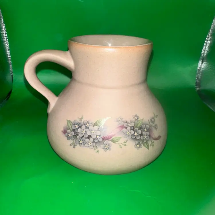 Vintage Alaska Country Stoneware Floral Creamer Pitcher Authentic Native Craft