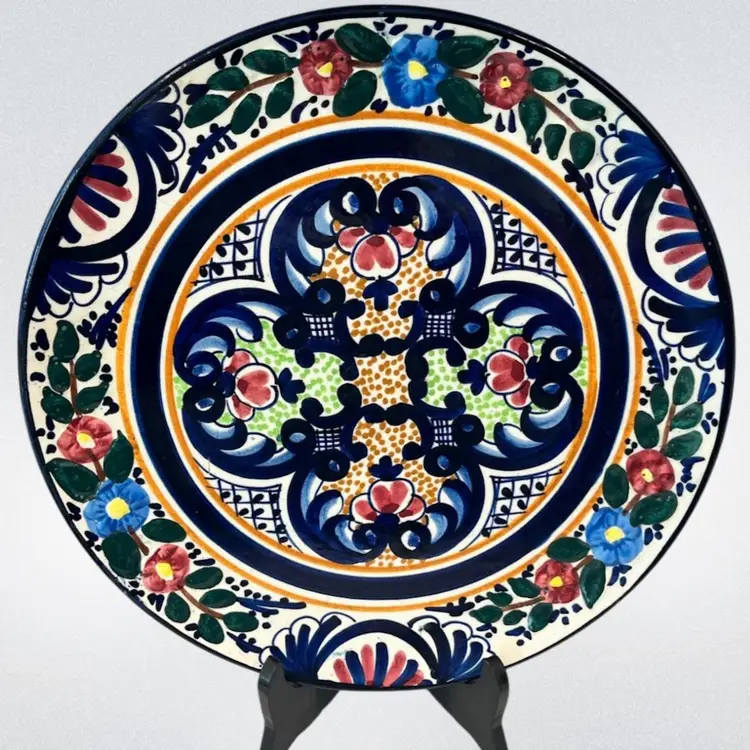 Pascual Zorilla Hand-Painted Wall Plate – 12″ – Spanish- Artisan Ceramic- signed “P.(Pascual) Zorrilla” and incised “Pintado A Mano, Espana”