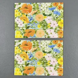 Vintage Lot Of Two Floral Fold A Note Cards Watercolor Style Dahlias Forget-Me-Not