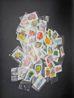 Vintage Puffy Googly Eye Sticker Lot Animals Food 41 pieces