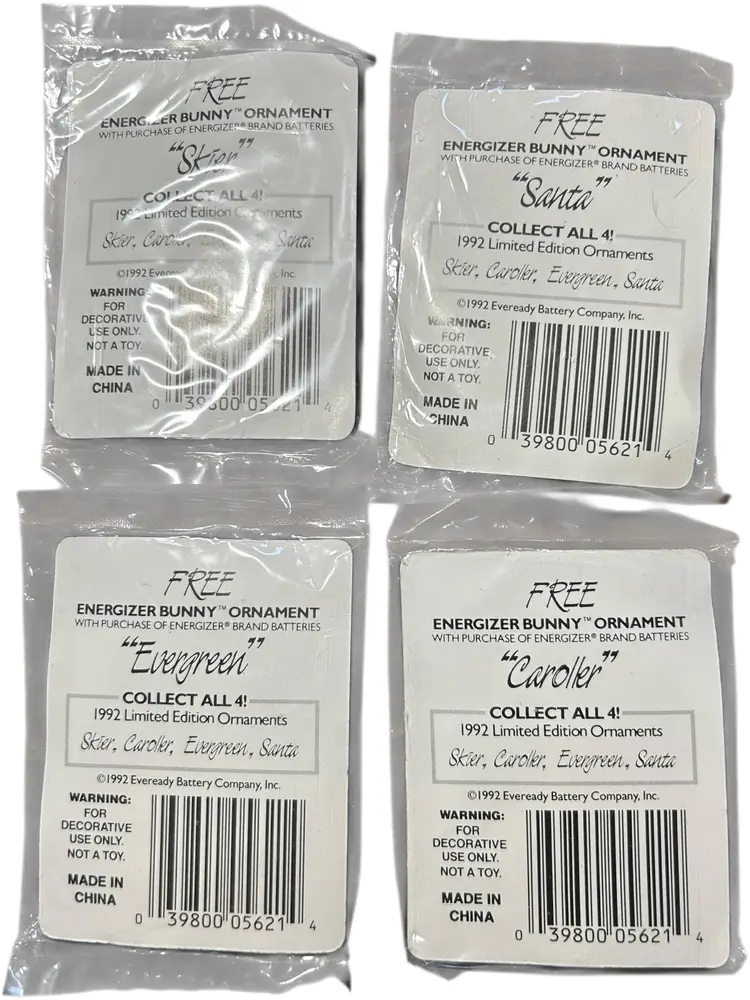 VTG Energizer Bunny Drum Christmas Ornaments Limited Edition Lot of 4