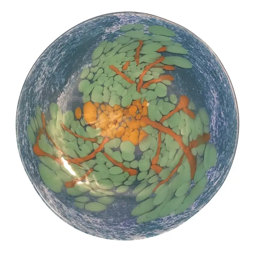 Art Glass Studio Plate Cased Abstract 12 1/8” diameter unbranded