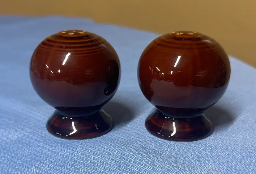 Fiesta Brown Amberstone Ball Salt & Pepper Shakers