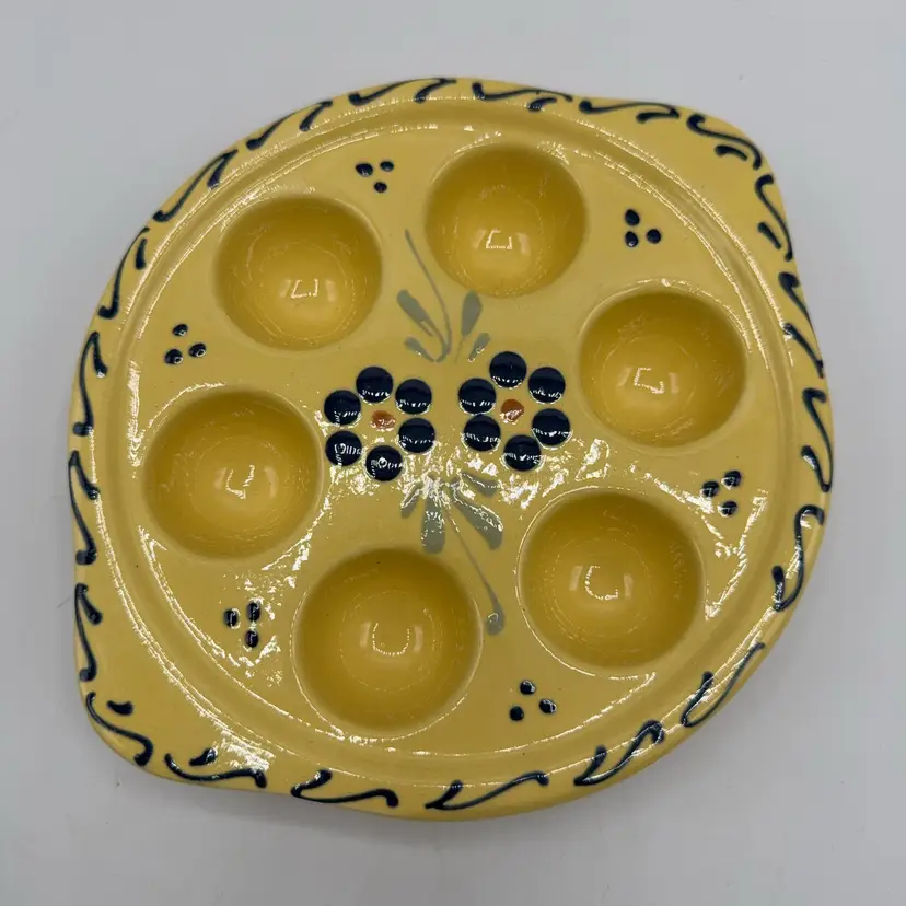 Alsace France Pottery Escargot Dish 100-6