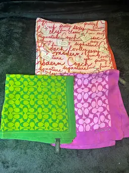 3 Vintage 100% Silk Coach Scarves