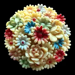 Japan Celluloid Floral Brooch 1.25”