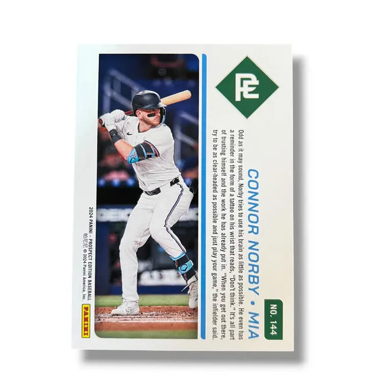 Connor Norby RC MIA 2024 Prospect Edition Panini RC Gold #'d 02/10 #144