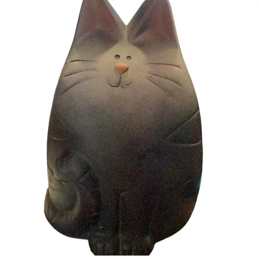 Black Fat Cat Cute Smiling Face