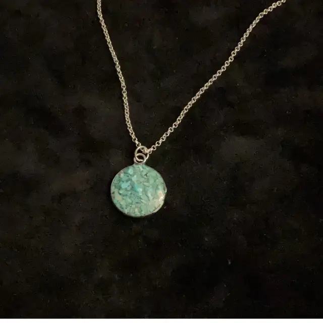 Crushed Real Turquoise Pendant Made By Me