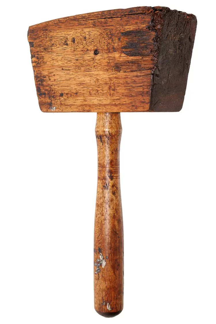 Antique 24 Once Hickory Woodworking Mallet 12" Long With 6.5" x 2.75" Head