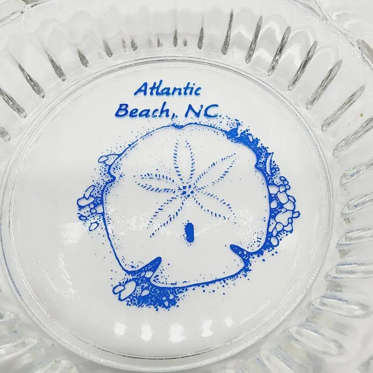 Vintage Atlantic Beach NC Ashtray Tobacco Glass Smoking North Carolina