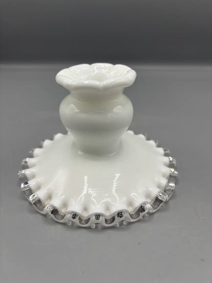 Fenton silver crest ruffled rim candleholder