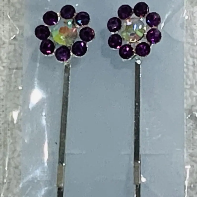 Vintage Costume Jewelry Baby Bobby Pin Crystal Headpiece Deep Purple Bridal Hair Accessories