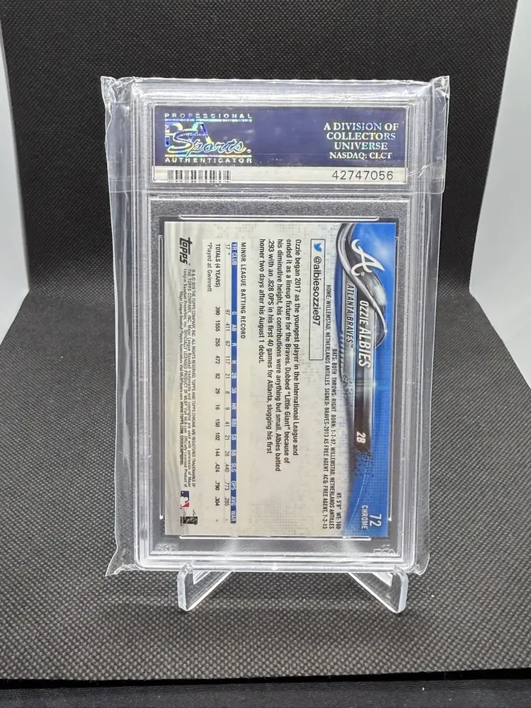 Ozzie Albies PSA 10 PRISM REFRACTOR ROOKIE CARD  2018 Topps Chrome RC  GEM MT 10