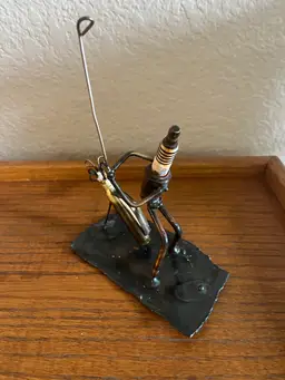 DICK COOLEY Metal ART SCULPTURE Spark Plug GOLFER GOLF Wisconsin ARTIST Signed