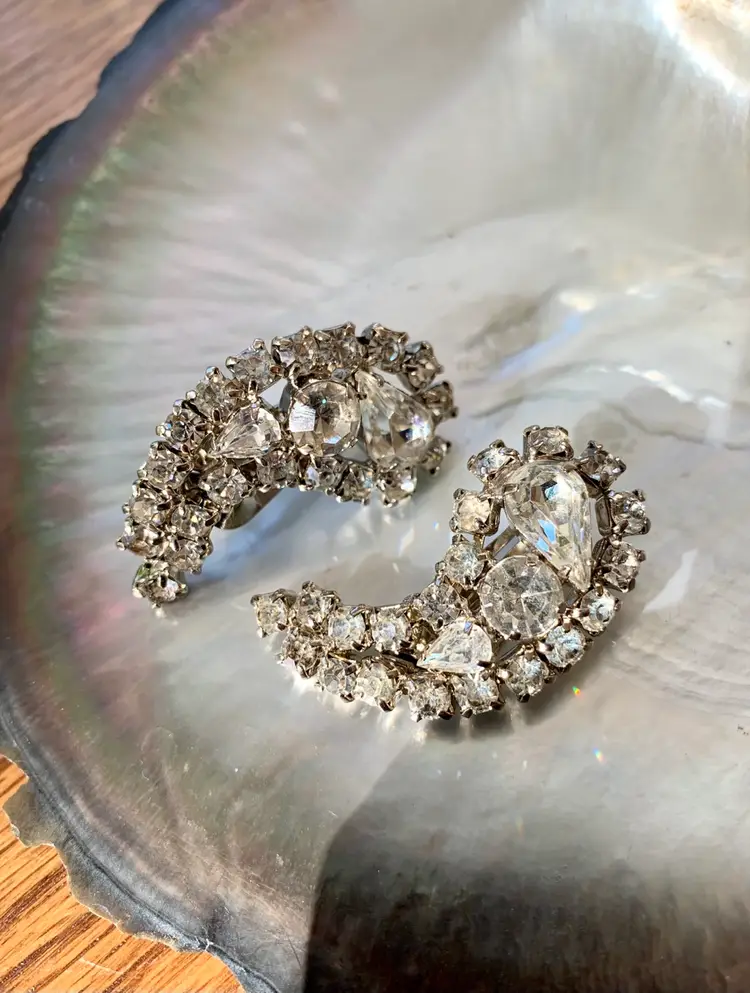 Vintage Rhinestone Earrings Climbers