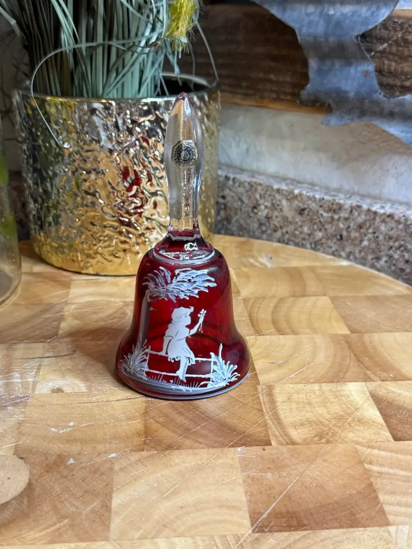 Mary Gregory Cranberry Bell 4”