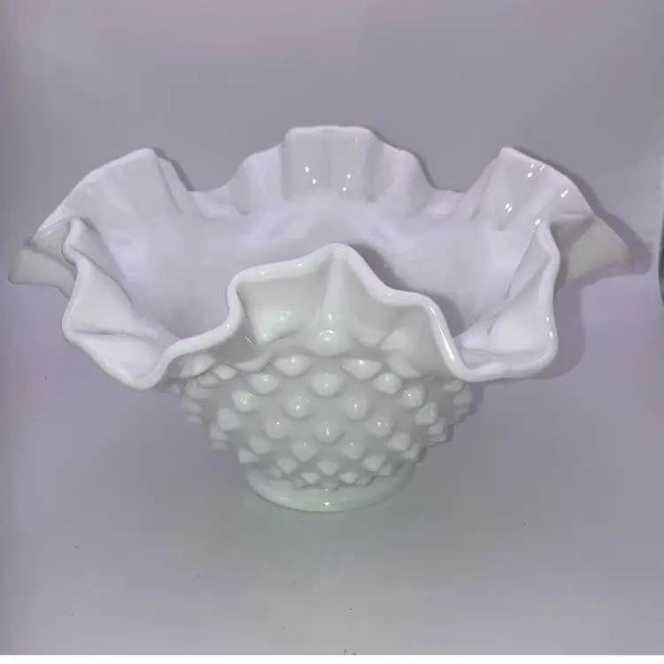 Fenton Hobnail Ruffled Bowl! 3 1/2” Tall 6 1/2” Wide!