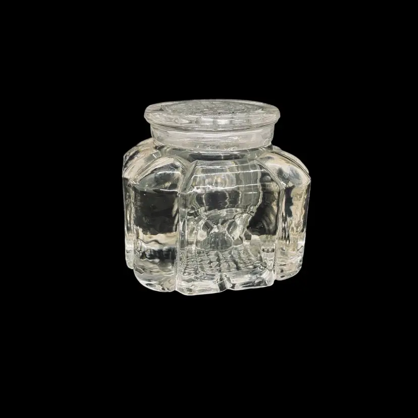 Vintage Art Deco Heavy Pressed Glass Inkwell