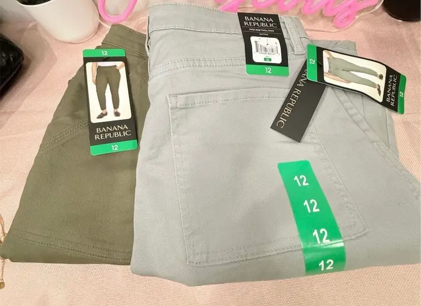 2 Pair Banana Republic Comfort Stretch Pant Olive Green And Gray