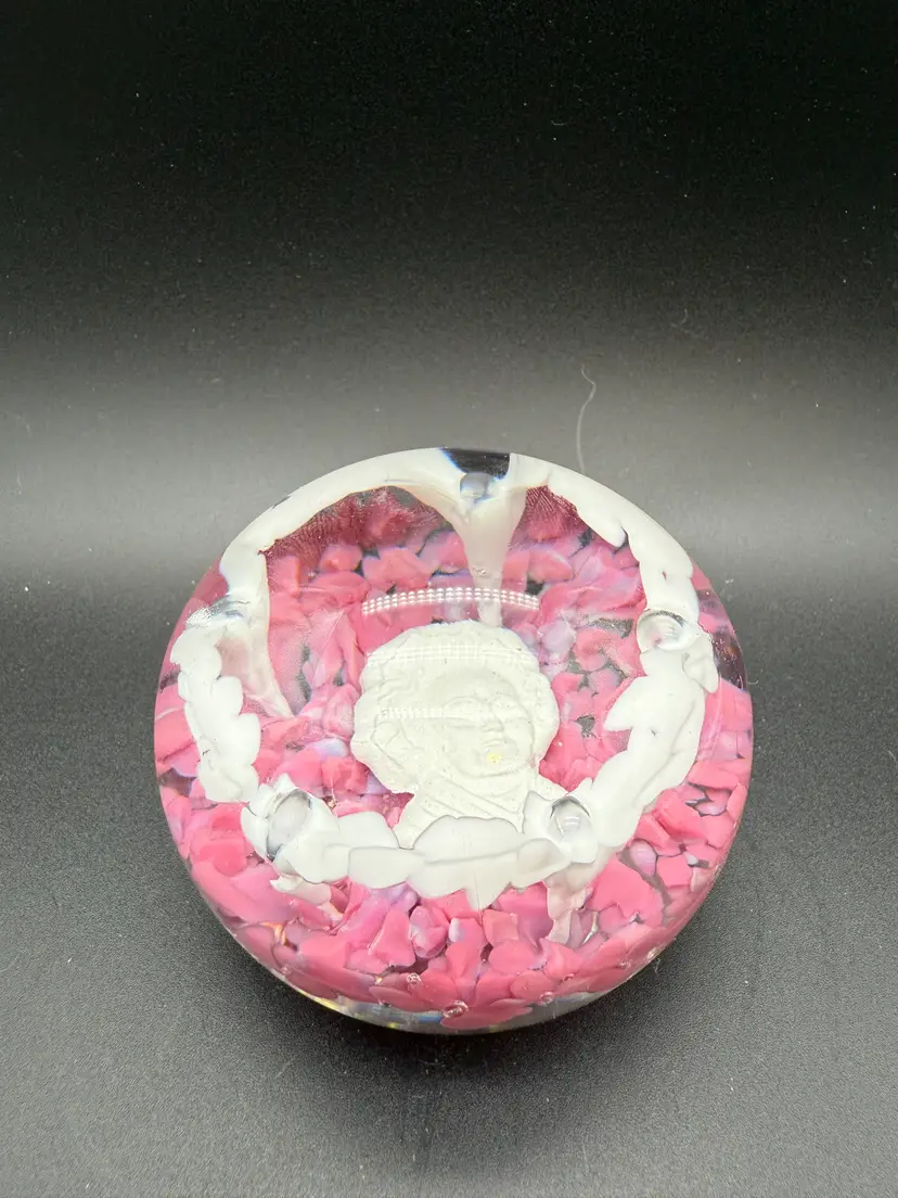 Limited Edition #375 Signed St Clair 1972 Sulphide Cameo Paperweight